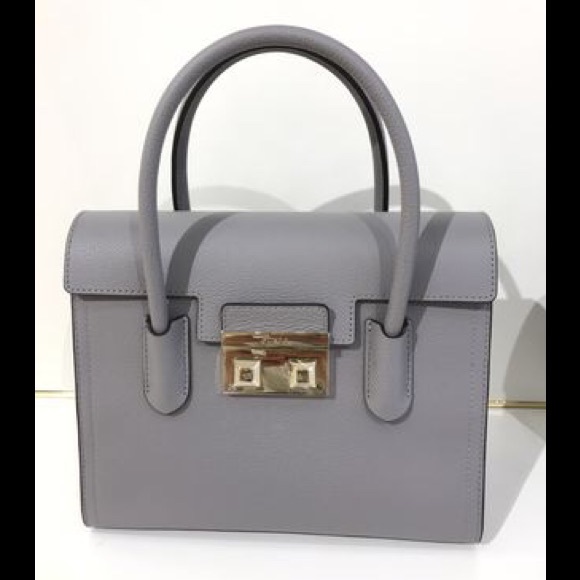 furla gray leather bag